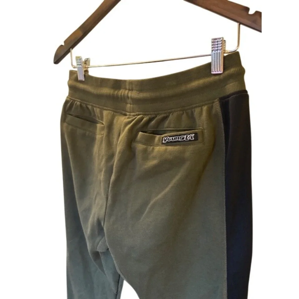 YoungLA Men's Olive Green Black Joggers Sweatpants YLA Logo Size M